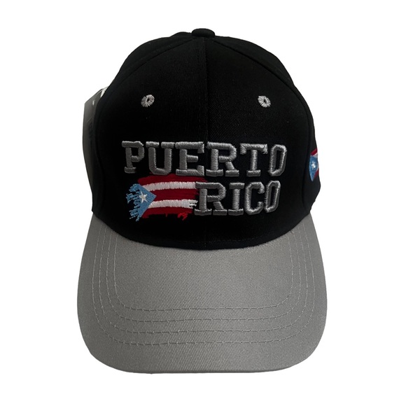 Puerto Rico Embroidered Adjustable‎ Cap Black Gray 100% Cotton Unisex Casual Hat - Picture 3 of 10